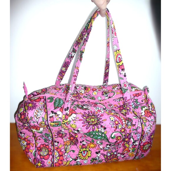 Disney Parks Vera Bradley Large Duffel ~ Just Mousing Around Mickey Minnie Pink - Picture 1 of 13